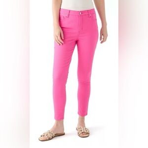Crown & Ivy Women's High Rise Skinny Jeans Bubblegum Barbie Pink Sz 14 NWT